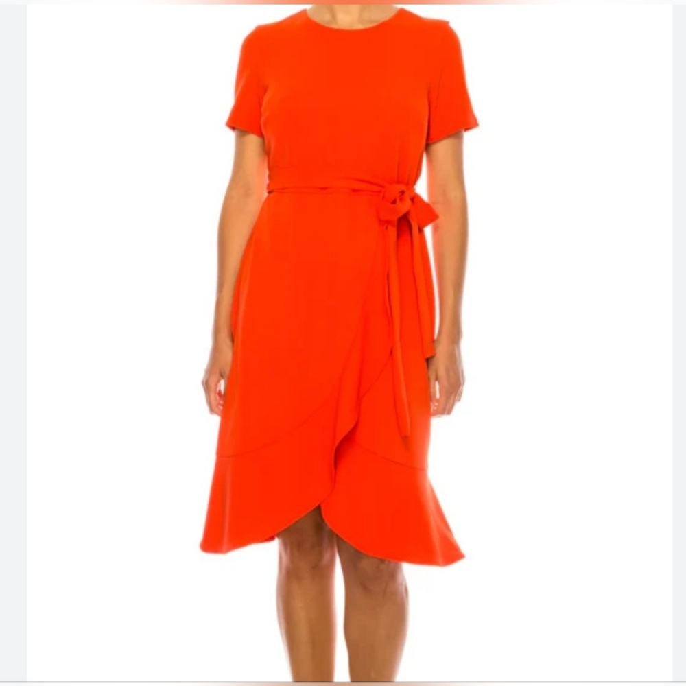 Calvin Klein Collection Bright Orange Midi Dress